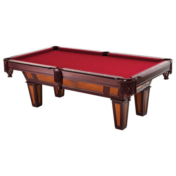 7 Ft Pool Table with Red Burgundy Wool Top and Fringe Drop Pockets - Image 3