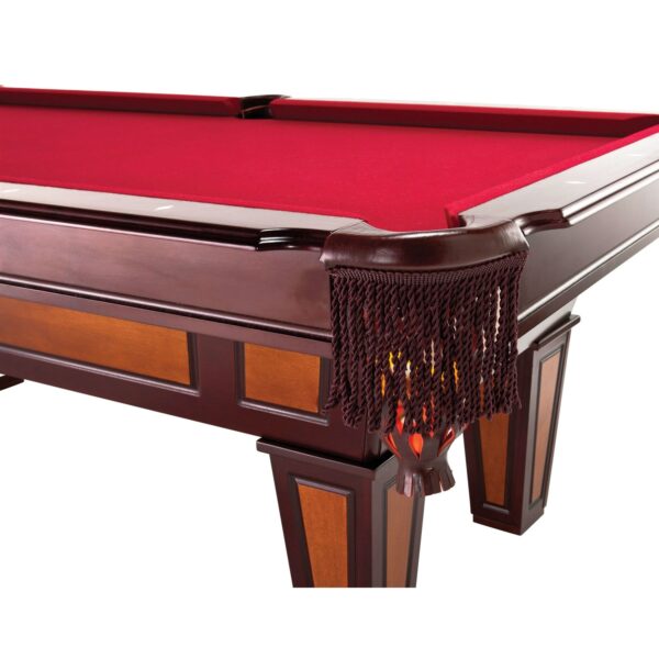 7 Ft Pool Table with Red Burgundy Wool Top and Fringe Drop Pockets - Image 4