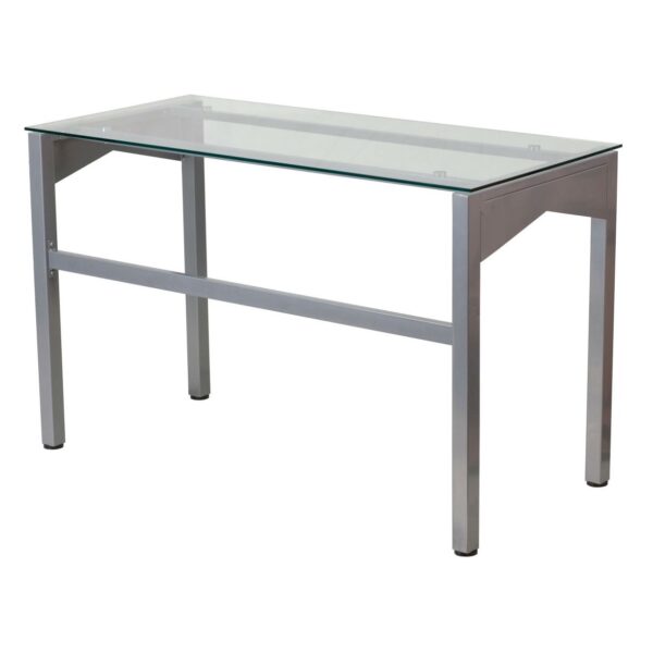 Rectangular Writing Table Office Desk with Clear Tempered Glass Surface - Image 2