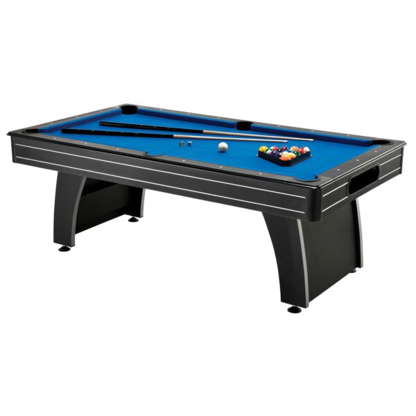 7 Ft Blue Top Pool Table with 2 Cues and Billiard Balls - Image 2