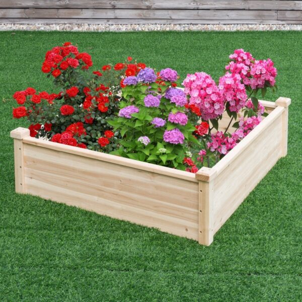 Solid Fir Wood 3.3 ft x 3.3 ft Raised Garden Bed Planter Box - Image 2