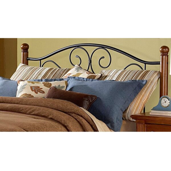 Dora Queen size Metal Headboard in Matte Black and Walnut Finish - Image 2