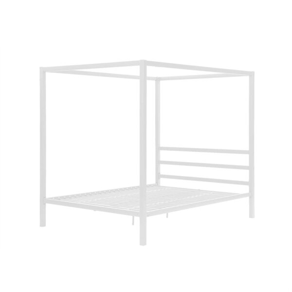 Full size Modern White Metal Canopy Bed Frame - Image 2