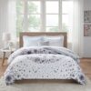 Full size 8-piece White Grey Floral Pattern Microfiber Comforter Set - Image 3