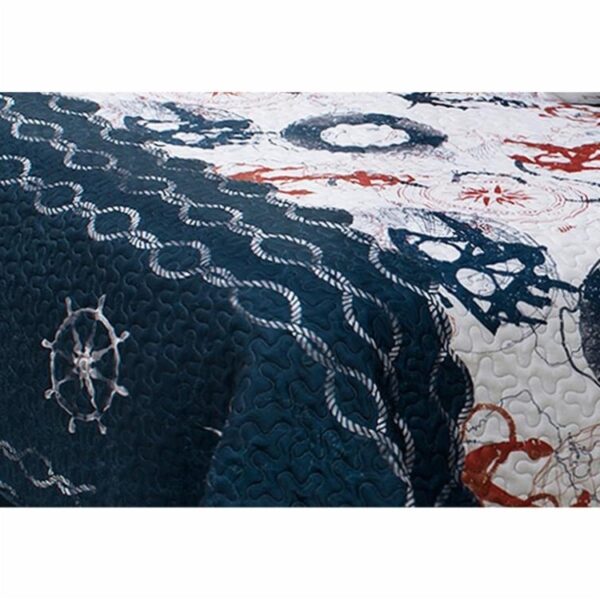 Full/Queen Modern Coastal Anchor Polyester Reversible Quilt Set - Image 2