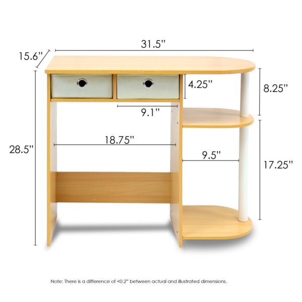 Home Office Laptop Computer Desk Table in Beech Ivory - Image 2