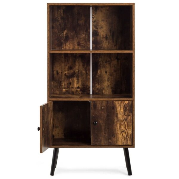 Farmhouse 2-Tier Bookcase Bookshelf with Storage Compartment - Image 2