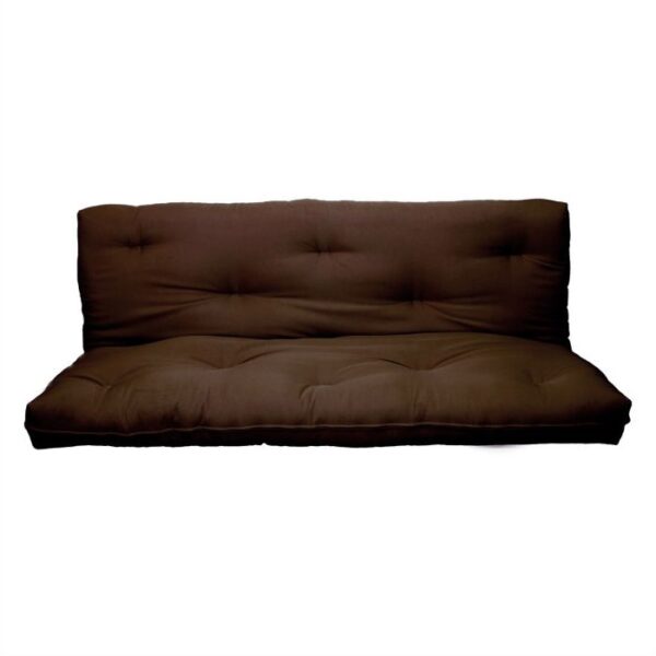 Full size 8-inch Thick Cotton Poly Futon Mattress in Dark Brown - Image 2