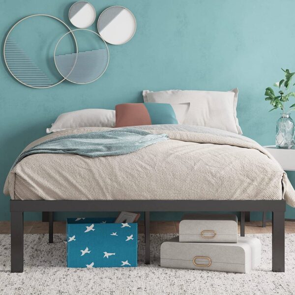 Full size Modern 16-inch Heavy Steel Metal Platform Bed Frame - Image 4