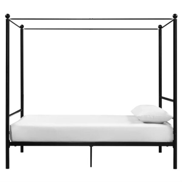 Full size Sturdy Canopy Bed Frame in Black Metal Finish - Image 2