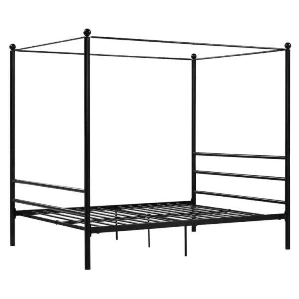 Full size Sturdy Canopy Bed Frame in Black Metal Finish - Image 3