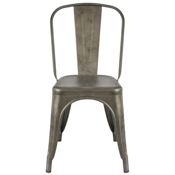 Set of 4 - Stackable Modern Cafe Bistro Dining Side Chair in Gun Metal Finish - Image 2
