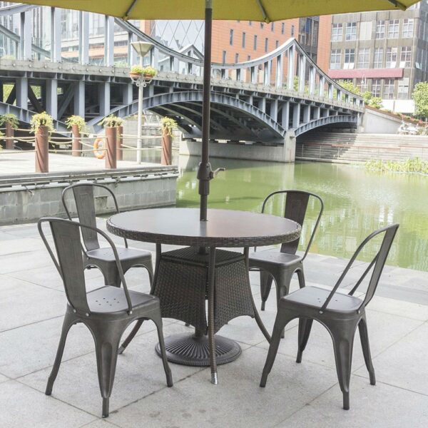 Set of 4 - Stackable Modern Cafe Bistro Dining Side Chair in Gun Metal Finish - Image 4