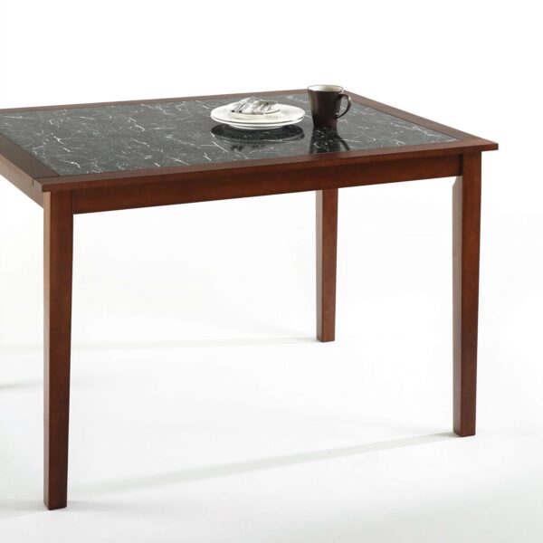 Rectangular 48 x 36 inch Brown Wood Dining Table with Faux Marble Top - Image 2