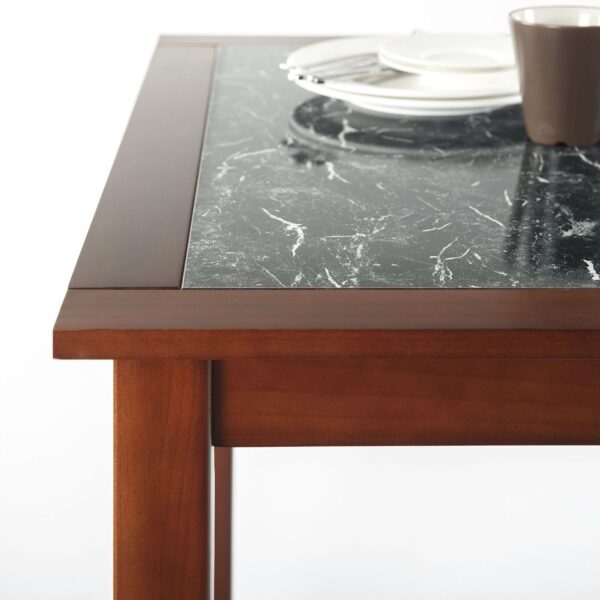 Rectangular 48 x 36 inch Brown Wood Dining Table with Faux Marble Top - Image 3