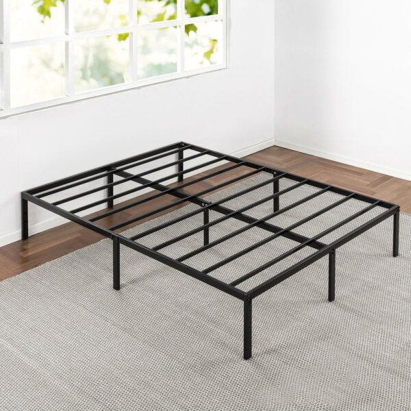 Full size Black Metal Platform Bed Frame with Headboard Attachment Slots - Image 2