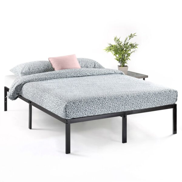 Full size Black Metal Platform Bed Frame with Headboard Attachment Slots - Image 3