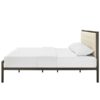 Full size Metal Platform Bed Frame with Beige Button Tufted Fabric Headboard - Image 3