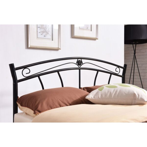 Full size Black Metal Platform Bed with Curvy Headboard and Footboard - Image 2