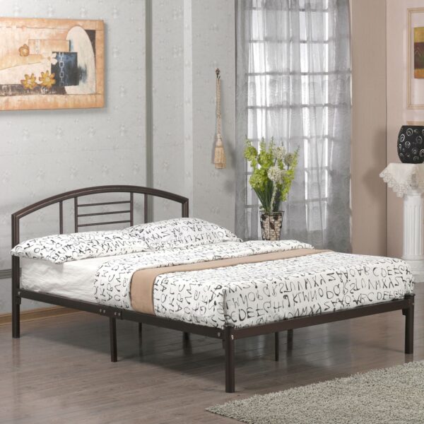 Full size Platform Metal Bed Frame with Headboard in Bronze Finish - Image 2