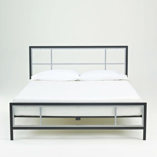 Full size Modern Metal Platform Bed Fame with Headboard Footboard and Wood Slats - Image 2