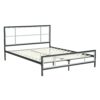 Full size Modern Metal Platform Bed Fame with Headboard Footboard and Wood Slats - Image 3
