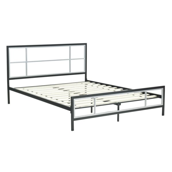 Full size Modern Metal Platform Bed Fame with Headboard Footboard and Wood Slats - Image 3