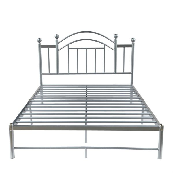 Full size Metal Platform Bed Frame with Headboard and Footboard in Silver - Image 3