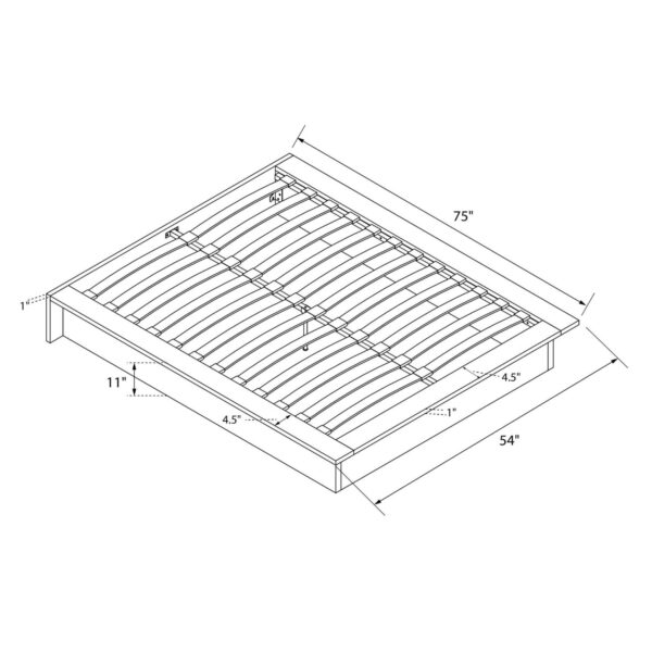 Full size Modern Faux Leather Platform Bed Frame in Black with Wooden Slats - Image 3