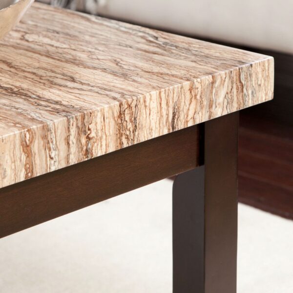 Contemporary Espresso Solid Wood Coffee Table with Faux Marble Top - Image 2