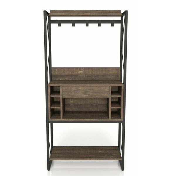 Farmhouse Oak Iron Baker's Wine Storage Rack - Image 3