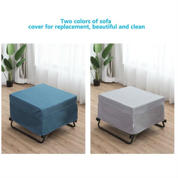 Folding Rollaway Guest Bed Frame Ottoman with Mattress and Casters - Image 5