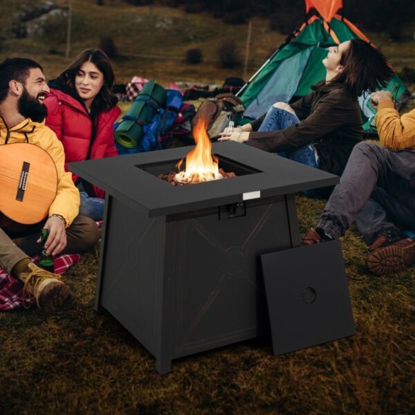 50,000 BTU Black Steel Square Portable LP Gas Propane Fire Pit Table - Image 4