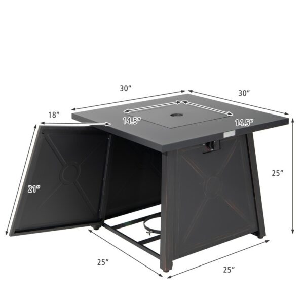 50,000 BTU Black Steel Square Portable LP Gas Propane Fire Pit Table - Image 5