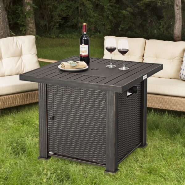 Outdoor Square Propane Gas Fire Pit Table with Adjustable Flame - Image 2
