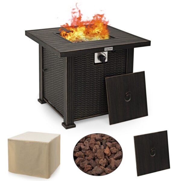 Outdoor Square Propane Gas Fire Pit Table with Adjustable Flame - Image 3