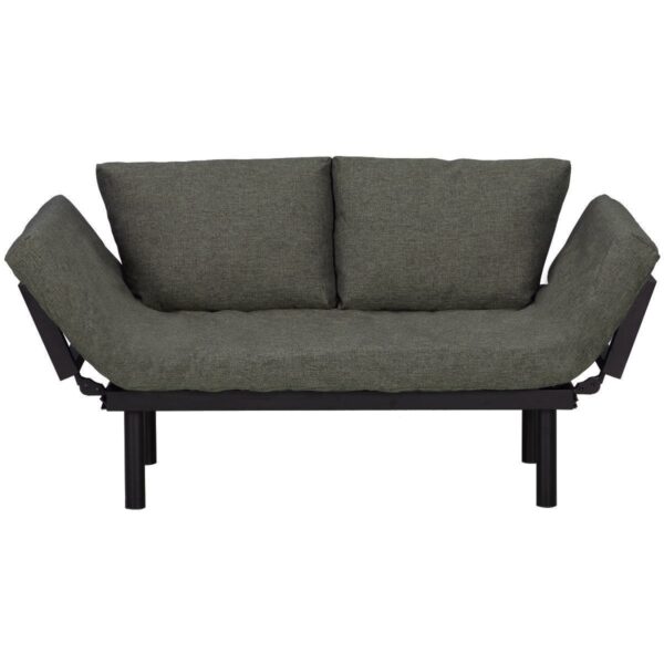 Modern Futon Sofa Bed Recliner Daybed with Grey Linen Cushions - Image 2