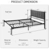 Full Metal Platform Bed Frame with Gray Button Tufted Upholstered Headboard - Image 5