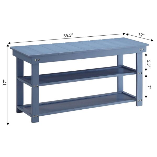 Blue Wood 2-Shelf Shoe Rack Storage Bench - 150 lbs. Weight Capacity - Image 5