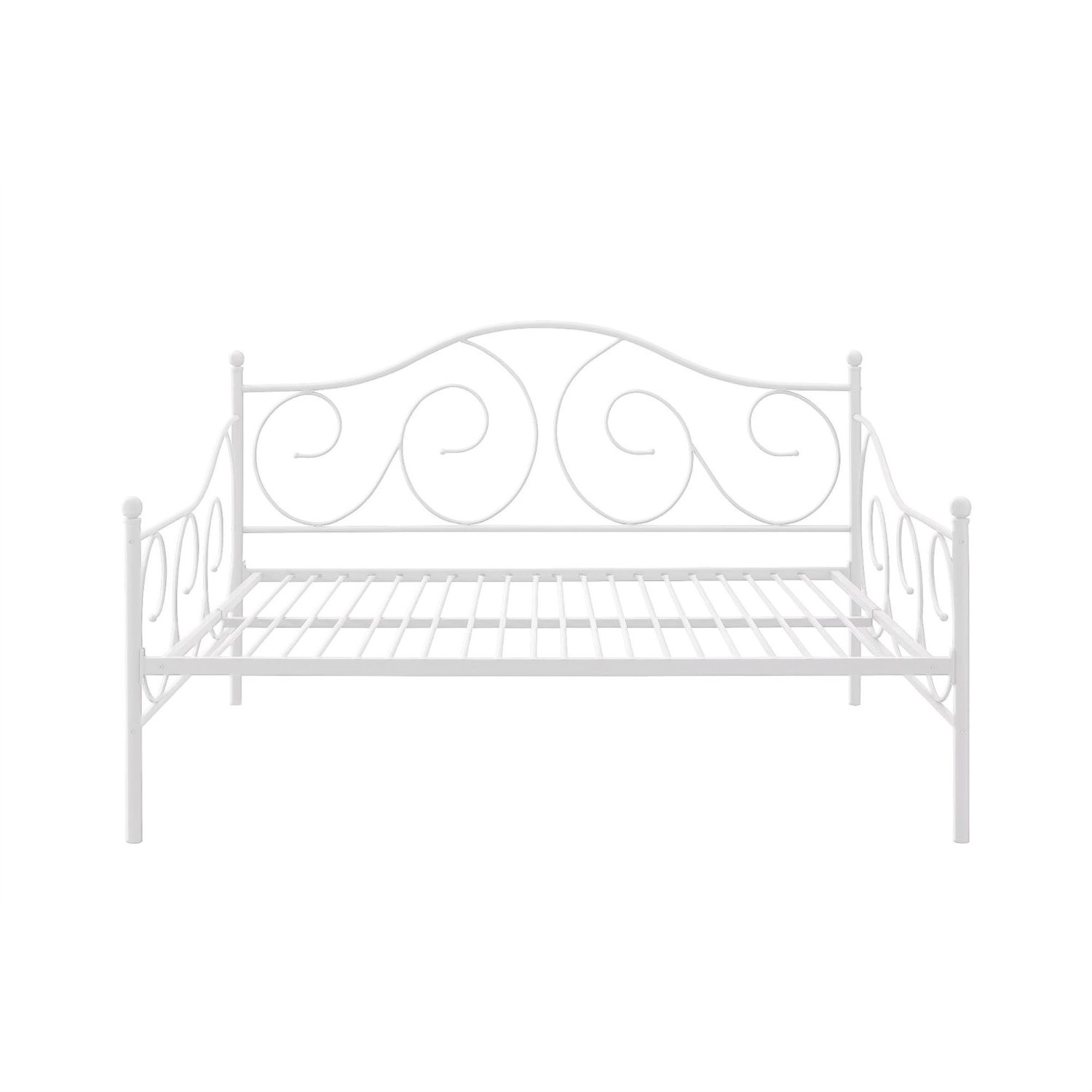 Full size Day Bed in Contemporary White Metal Finish