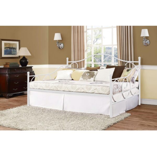 Full size Day Bed in Contemporary White Metal Finish - Image 2