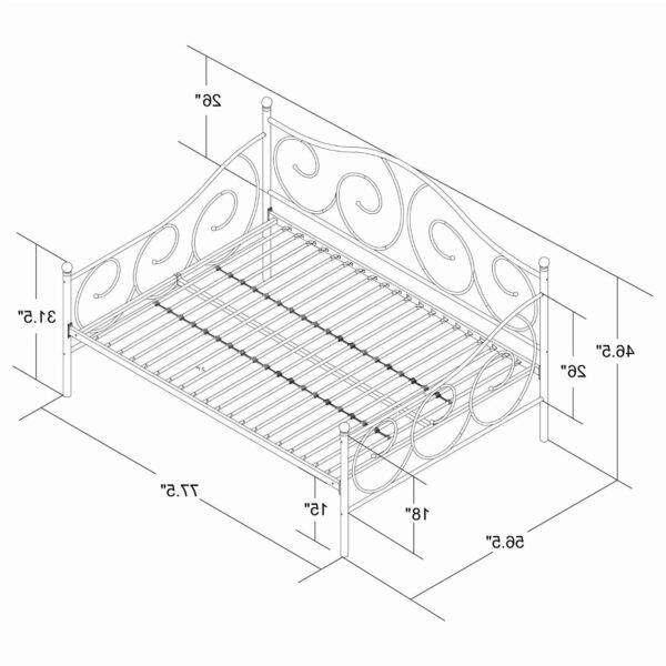 Full size Day Bed in Contemporary White Metal Finish - Image 3