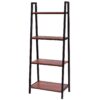 Ladder Style 4-Shelf Bookcase in Black Steel Walnut Wood Finish - Image 2
