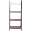 Ladder Style 4-Shelf Bookcase in Black Steel Walnut Wood Finish - Image 3