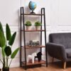 Ladder Style 4-Shelf Bookcase in Black Steel Walnut Wood Finish - Image 5