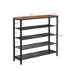 Modern Industrial Style 5-Tier Black Metal Shoe Rack with Brown Wood Top - Image 5