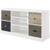 White Wood Finish TV Stand with Multi Wood Grain Finish Drawer Door Fronts - Image 2