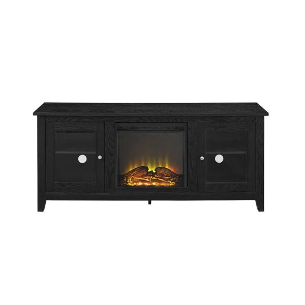 Black 2-in-1 TV Stand with Electric Fireplace Heater - Image 2