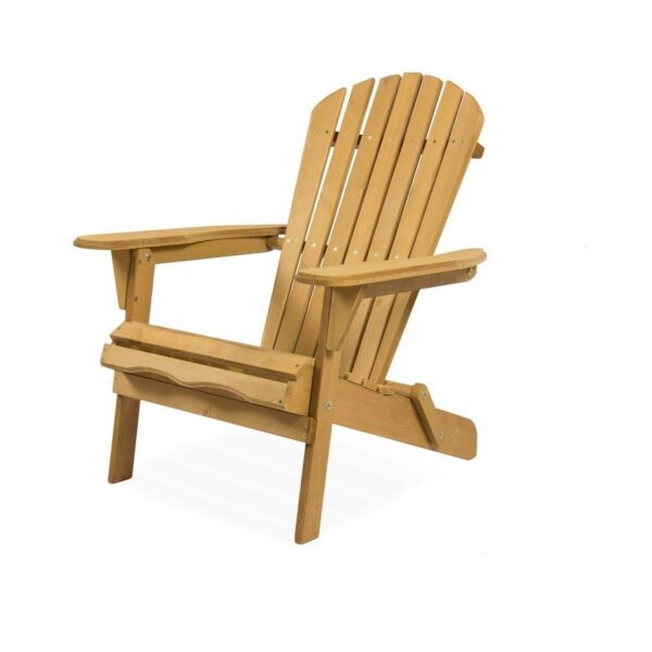 All Weather Adirondack Large Foldable Chair Natural Finish - Image 2