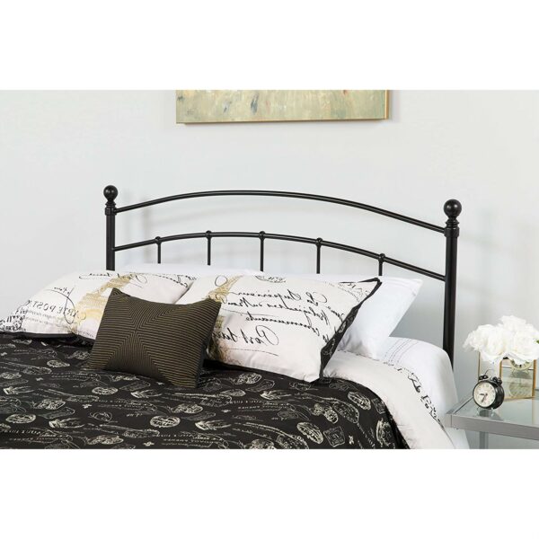 Full size Classic Black Metal Headboard with Round Posts - Image 2